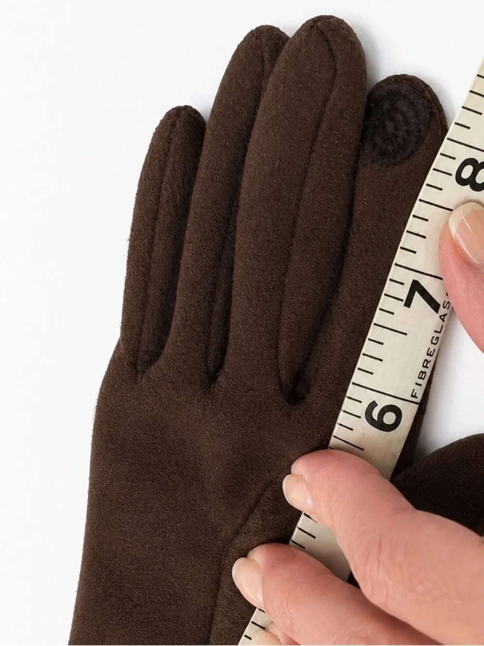 ONE SIZE Brown Faux Suede Fleece Lined Winter Gloves Button Cuff